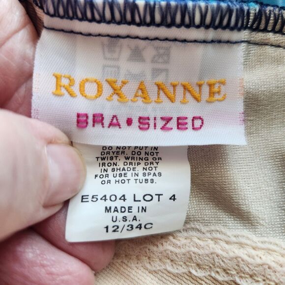 Roxanne 1 Piece Swim Suit-Floral-Metalic Thread-Silver Accent-Ruching-12/34C - Picture 9 of 10